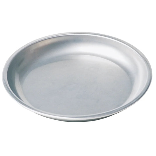 MSR Alpine Plate stainless steel plate isolated on white background