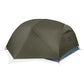MSR Hubba Hubba HD 3-Person Backpacking Tent with olive green rainfly fully closed showing weatherproof dome design and MSR logo