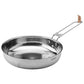 Primus stainless steel camping frying pan with folding handle on white background