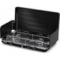 Primus Moto camping gas stove open showing dual burners and wind guards for outdoor cooking