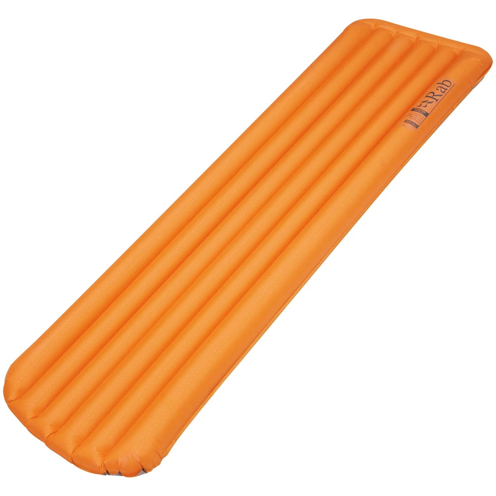 Rab Hypersphere Ultra 7.5 orange sleeping mat angled view showing structure and thickness