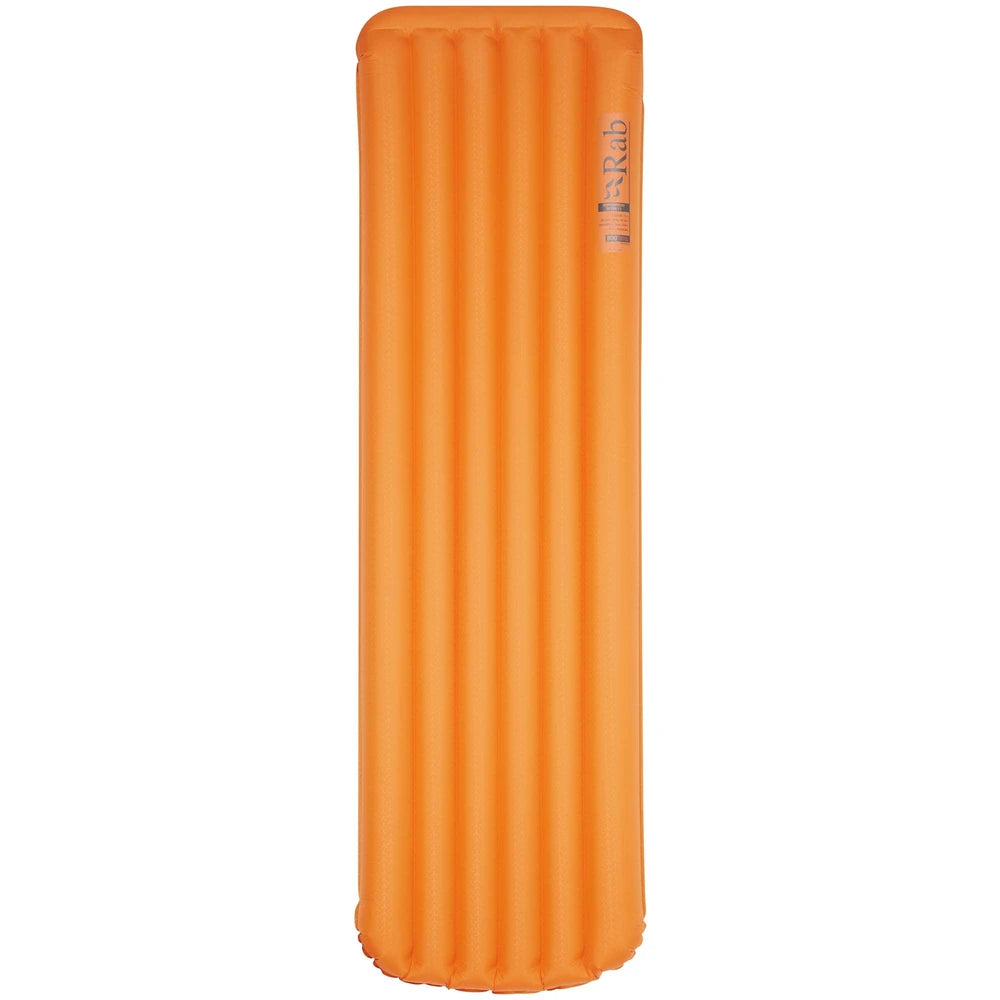 Rab Hypersphere Ultra 7.5 inflatable sleeping mat in orange top view showing full length air channels