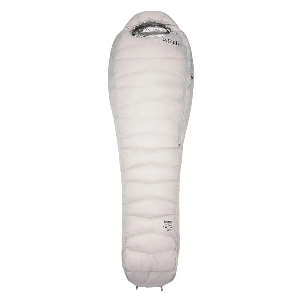 Rab Mythic Down Sleeping Bag -6C front view ultralight hooded down mummy sleeping bag