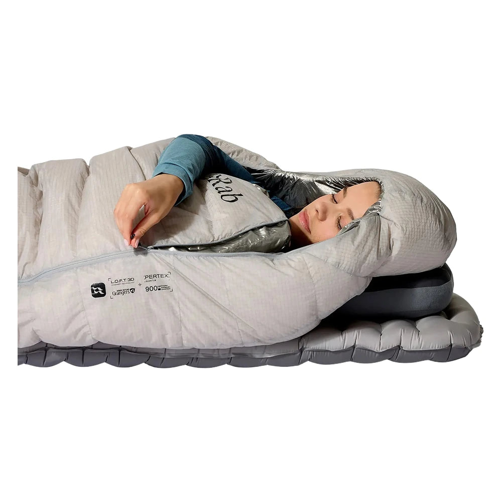 Rab Mythic Down Sleeping Bag -6C open front view showing reflective lining