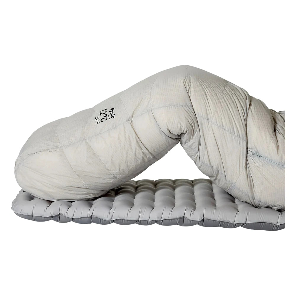 Rab Mythic Down Sleeping Bag -6C top view on sleeping pad with insulated hood