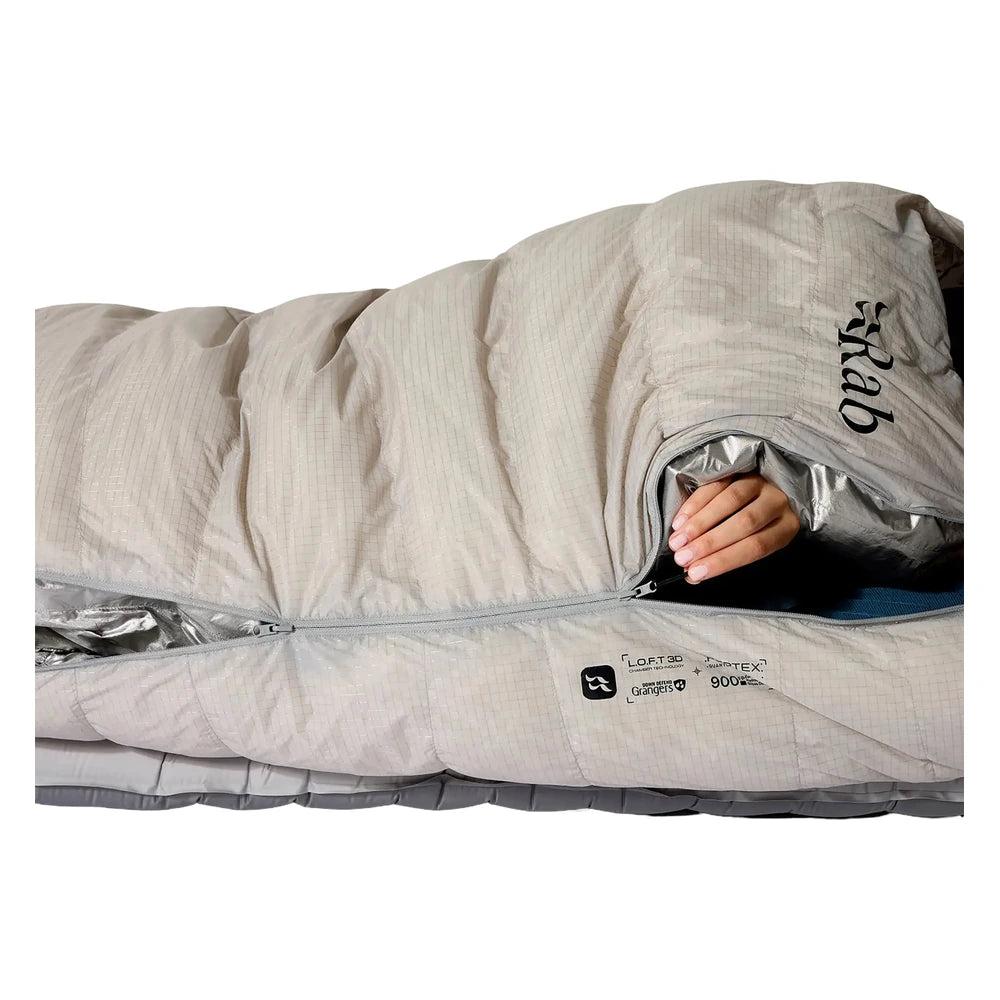 Rab Mythic Down Sleeping Bag -6C zipper and hand warmer opening detail