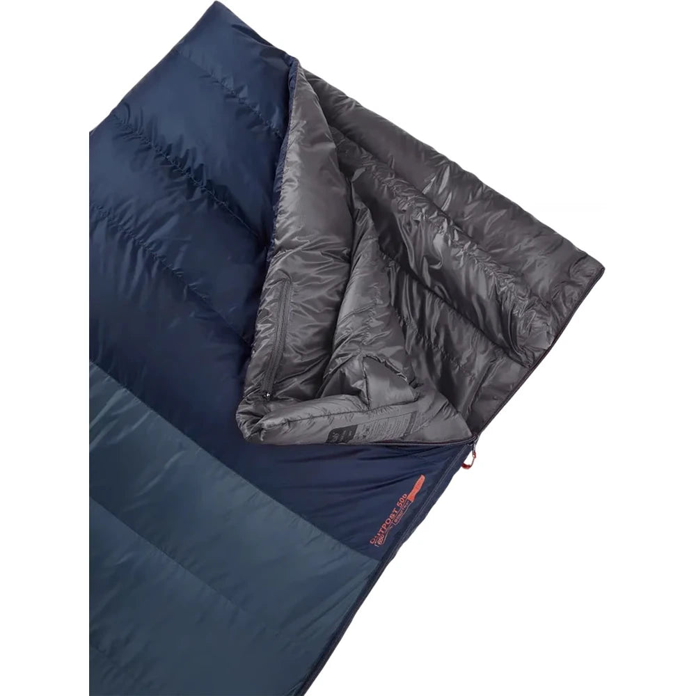 Rab Outpost 500 sleeping bag opened showing inner lining