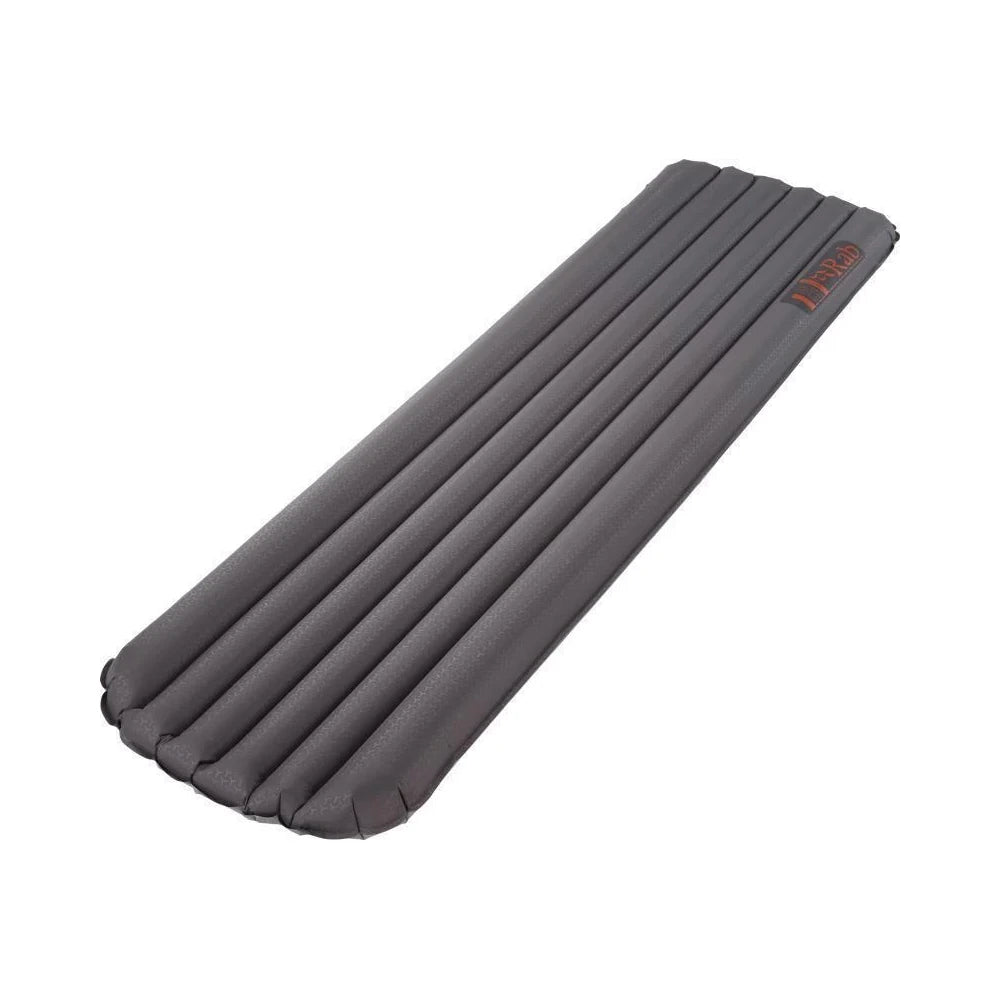 Rab Stratosphere 4 sleeping mat angled view showing thickness and air channels