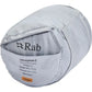Person holding packed Rab Ultrasphere 5 sleeping mat showing compact size