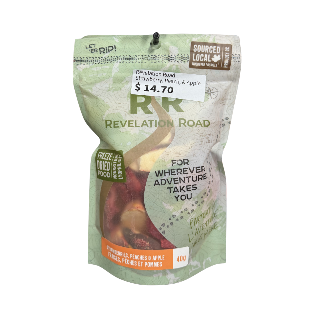 Revelation Road strawberries peaches and apple freeze dried fruit front package view