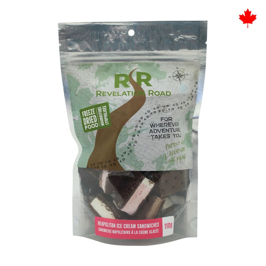 Revelation Road Neapolitan Ice Cream Sandwich 110g freeze dried snack packaging front view