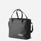 RUX 30L Waterproof Tote in black, black waterproof tote front left straps up product image on white background