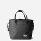 RUX 30L Waterproof Tote in black, black waterproof tote front straps up product image on white background