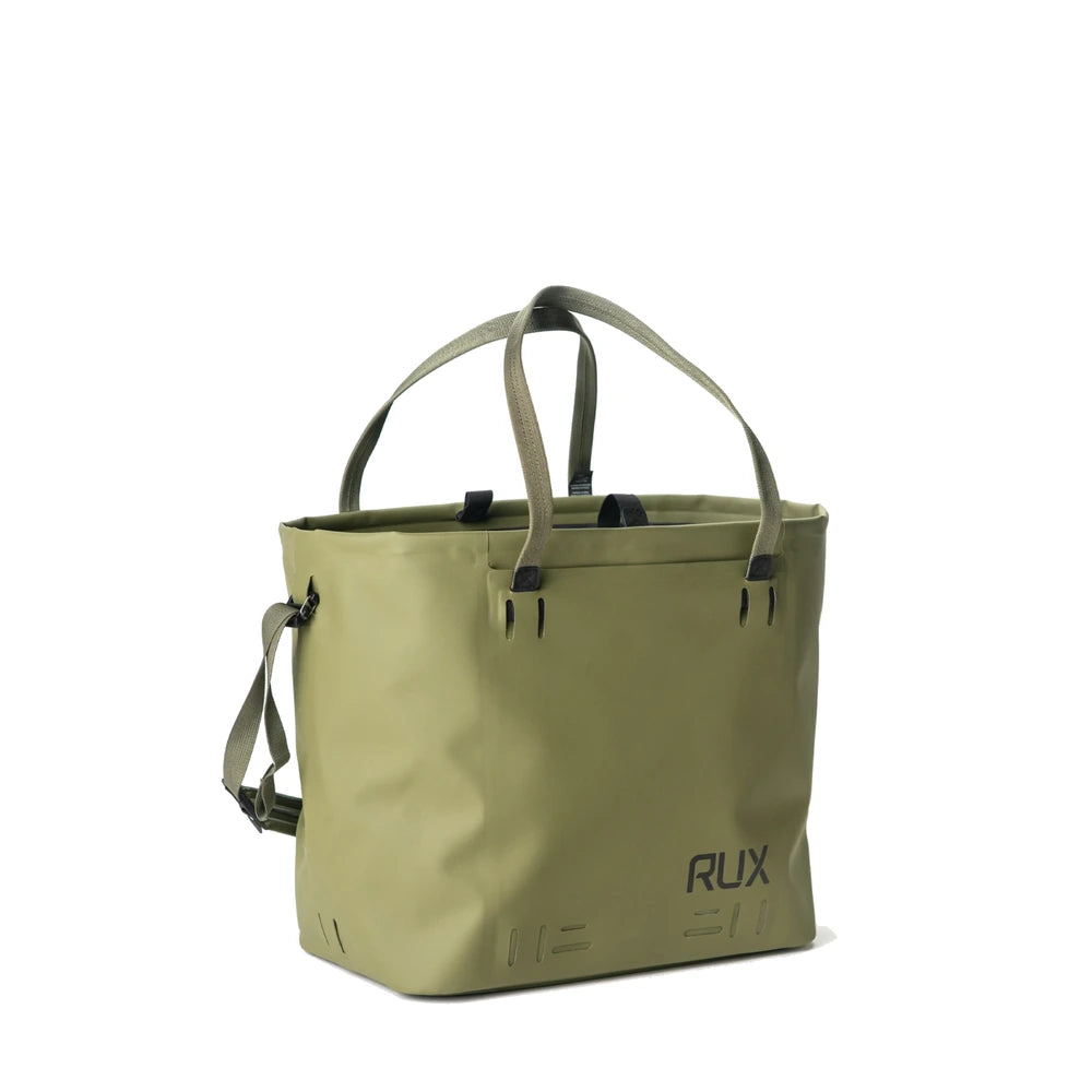 RUX 30L Waterproof Tote in green three quarter front product image