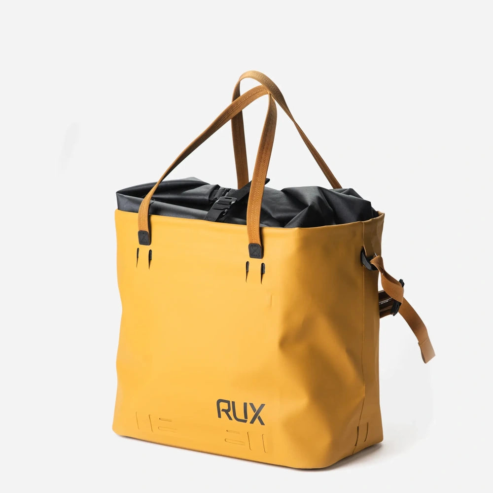 RUX 30L Waterproof Tote in bronze, rux 30l waterproof tote rux wptote 30l bronze waterproof front rolltop product view on white background