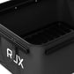 RUX 40L black open camping storage bin interior close-up showing rim and durable container construction