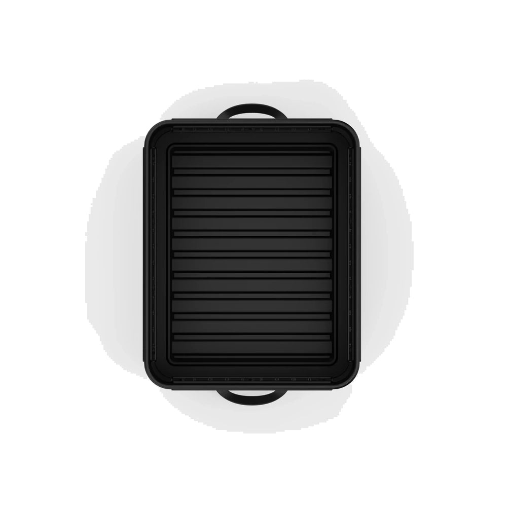 RUX 40L black rugged gear storage bin top-down bottom base view with ribbed molded construction