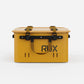 RUX 40L collapsible gear box in bronze color featuring front view waterproof collapsible storage box
