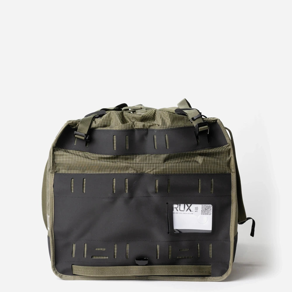 RUX 55L Duffle Box rear product image sjpwign NFC tag.
