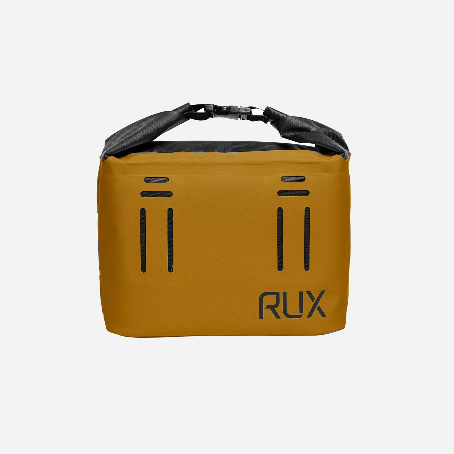 RUX 5L Cooler in bronze, back view showing vertical vent-style slots and structure.