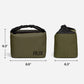 RUX 5L Cooler in olive green with dimension callouts for height, width, and depth.