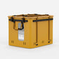 Rux 70L Press-Seal bronze container angled view featuring transparent ID window, top straps, and side compression hardware.