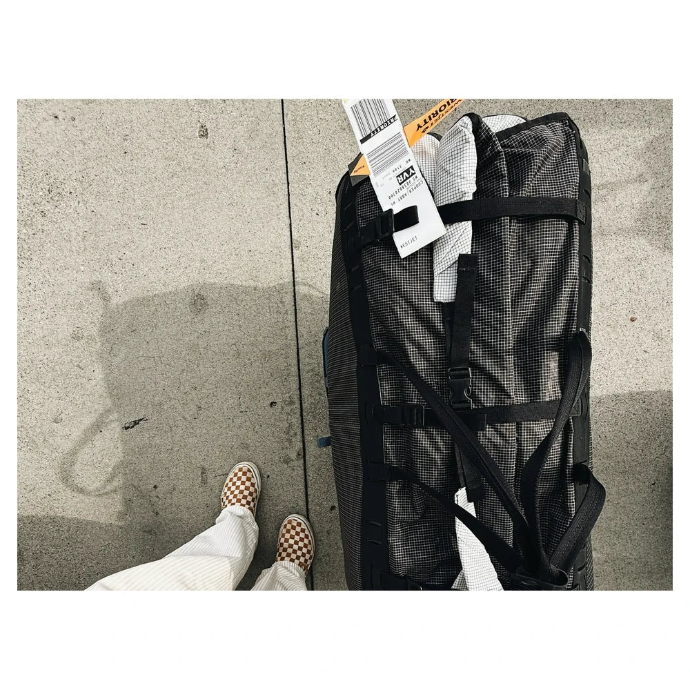 Rux 75L Duffle Box used as airline checked baggage travel duffle with durable waterproof construction