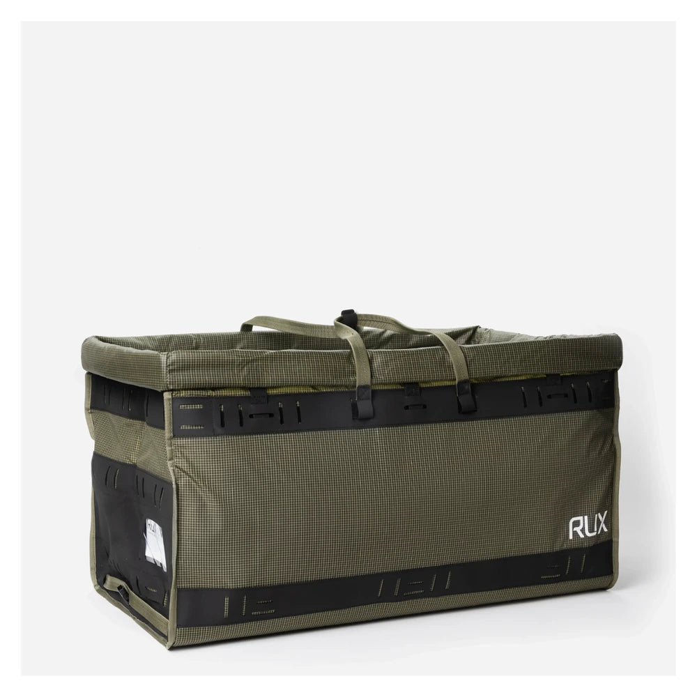 Rux DuffleBox 75L open side view of storage bag with structured modular design