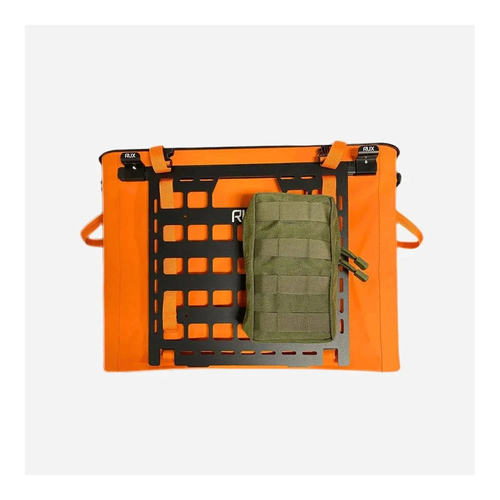 Rux Molle Panel attached to orange storage box with pouch