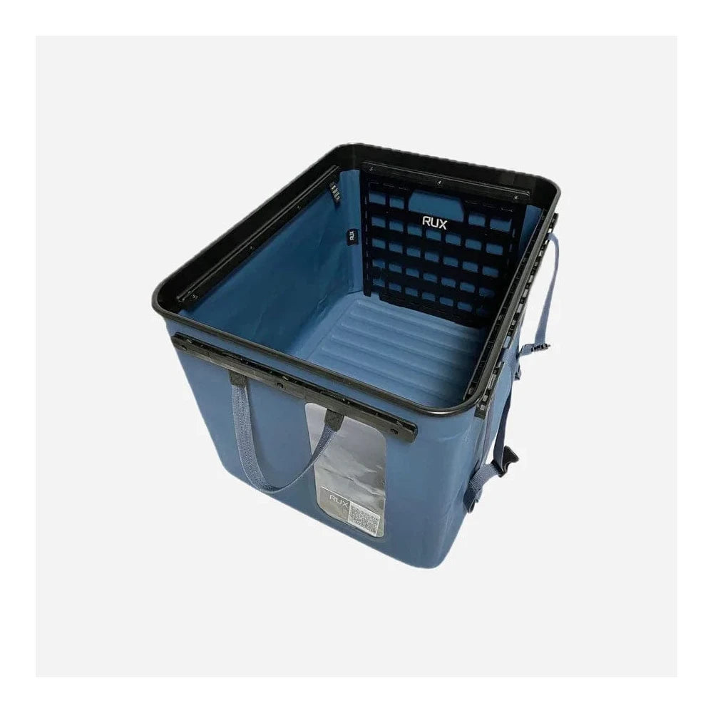 Rux Molle Panel mounted on exterior of blue storage box