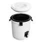 Stanley Adventure Fast Flow Water Jug 2 Gallon in Chalk top-angle view on white background showing the white circular lid with integrated white carry handle bridge, black latch buckle on the side, and white cylindrical body
