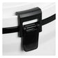 Stanley Adventure Fast Flow Water Jug 2 Gallon in Chalk close-up detail on white background showing the black hinged latch buckle mechanism securing the lid to the white body, with the black rubber gasket sealing band visible around the rim