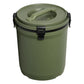 Stanley Adventure Fast Flow Water Jug 2 Gallon in Dried Pine top-angle view on white background showing the olive green circular lid with integrated carry handle bridge, black latch buckle on the side, and olive green cylindrical body