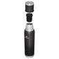 Stanley Adventure To-Go Bottle 1.4 QT in Black, exploded view showing the cup lid, stopper and open bottle
