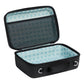 Stanley All Day Midi Lunch Box 6.3 QT in black, open showing the patterned blue lining and lid mesh pocket