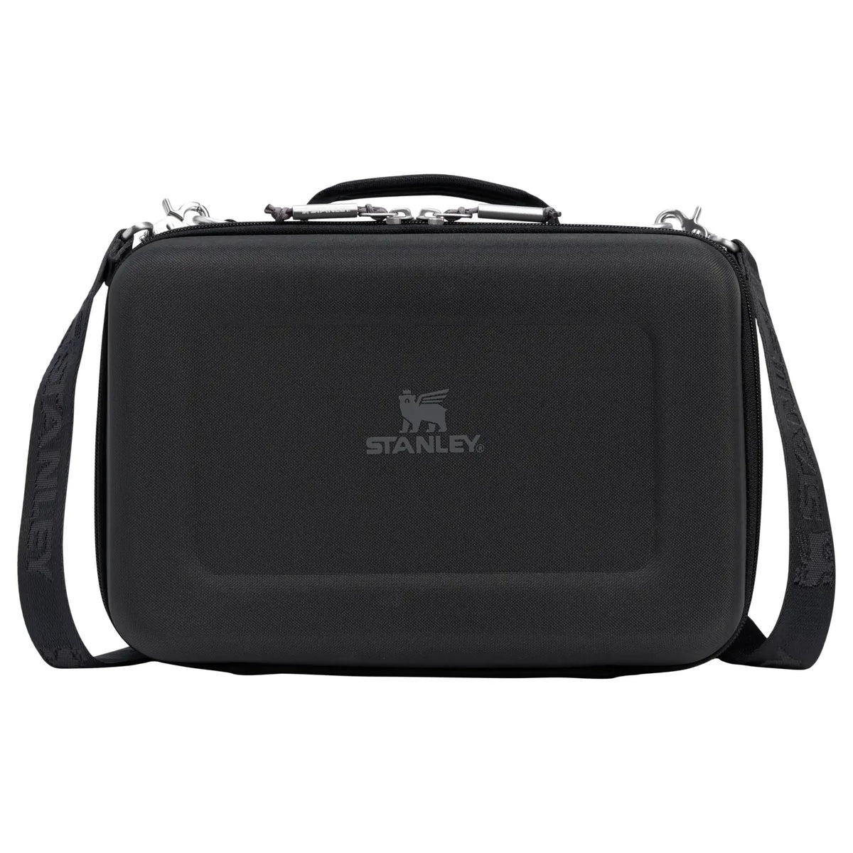 Stanley All Day Midi Lunch Box 6.3 QT in black, front view with shoulder strap