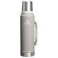 Stanley Classic Legendary Bottle 1.1 QT in Hammertone Ash, front view with carry handle and Stanley logo