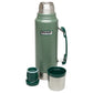 Stanley Classic Legendary Bottle 1.1 QT in Hammertone Green, shown with the stopper and steel cup removed