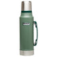 Stanley Classic Legendary Bottle 1.1 QT in Hammertone Green, front view with carry handle and Stanley badge