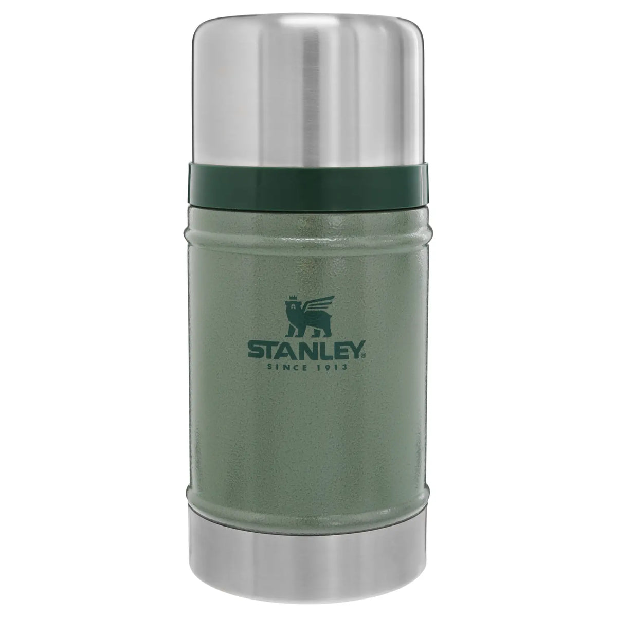 Stanley Classic Legendary Food Jar 24 OZ in Hammertone Green, front view with Stanley logo