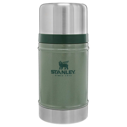 Stanley Classic Legendary Food Jar 24 OZ in Hammertone Green, front view with Stanley logo