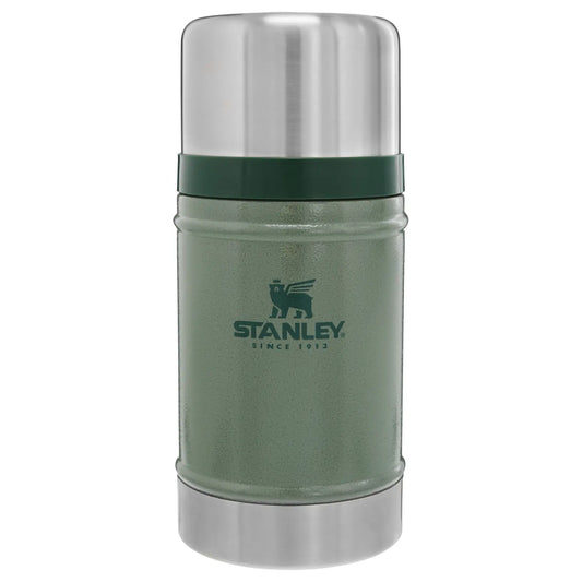 Stanley Classic Legendary Food Jar 24 OZ in Hammertone Green, front view with Stanley logo