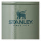 Stanley Classic Legendary Food Jar 24oz in Hammertone Green close-up macro detail shot showing the hammertone pebble-textured green surface with the Stanley Since 1913 winged bear logo embossed on the body