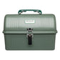 Stanley Classic Lunch Box 5.5QT in Hammertone Green front hero on white background showing hammertone green metal dome-lid lunch box with ribbed top, green arched carry handle, white oval Stanley Since 1913 badge on the front, and single silver metal latch buckle