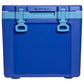 Stanley Cold For Days Wheeled Outdoor Cooler 50 QT in Cobalt, front view with latches and Stanley logo