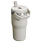 Stanley IceFlow Flip Straw 2.0 Tumbler 20 OZ in Ash, angled back view with the flip straw raised and handle down