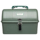 Stanley Legendary Classic Lunch Box 5.5 QT in Hammertone Green, front view with latch, handle and Stanley badge
