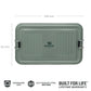 Stanley Legendary Useful Box 1.25 QT dimensions: 248 mm by 161 mm, dishwasher safe, 18/8 stainless steel