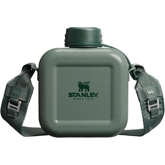 Stanley Next X Nature Canteen in hammertone green with adjustable shoulder strap
