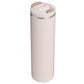 Stanley Transit FlipTop Mug 20 OZ in Rose Quartz, angled back view with the flip-top lid open